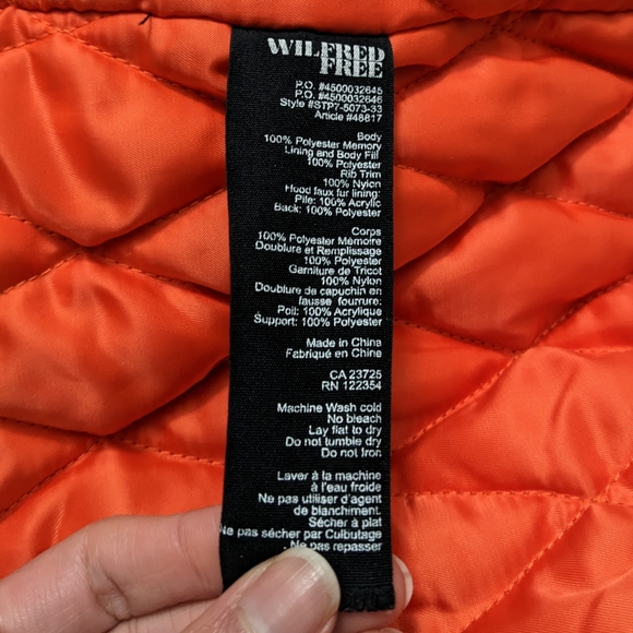 Wilfred Free quilted bomber winter jacket with fur lined hood black - Picture 11 of 16